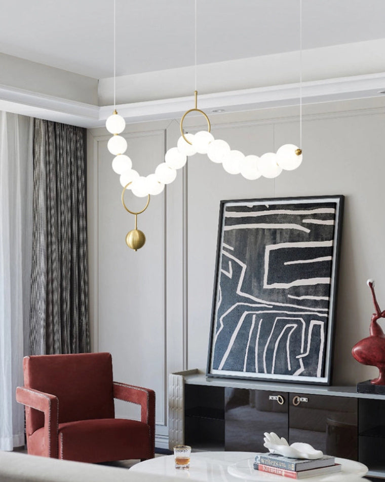 Modern Pearl Globe Chandelier Ceiling Light | Elegant Pendant Lamp for Dining Room