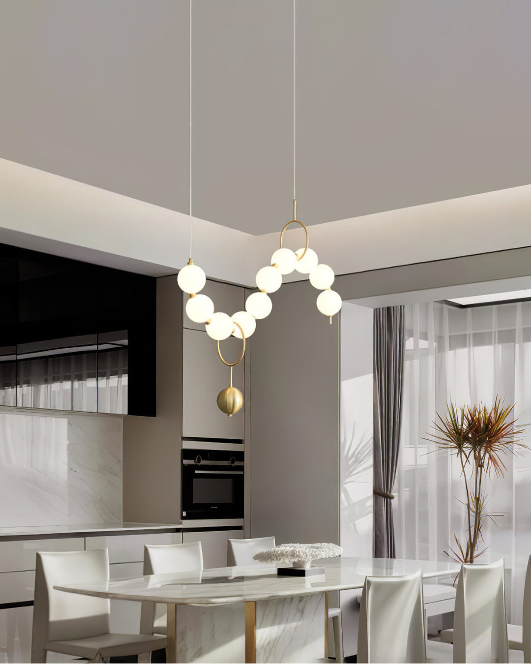 Modern Pearl Globe Chandelier Ceiling Light | Elegant Pendant Lamp for Dining Room