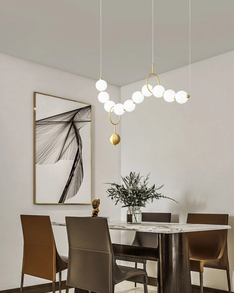 Modern Pearl Globe Chandelier Ceiling Light | Elegant Pendant Lamp for Dining Room