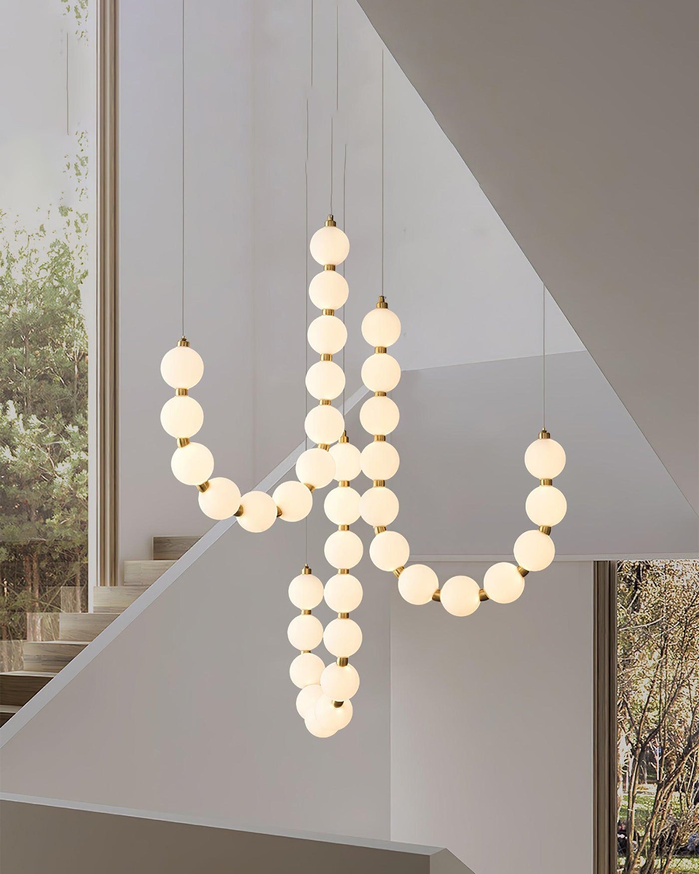 Modern Pearl Globe Chandelier Ceiling Light | Elegant Pendant Lamp for Dining Room