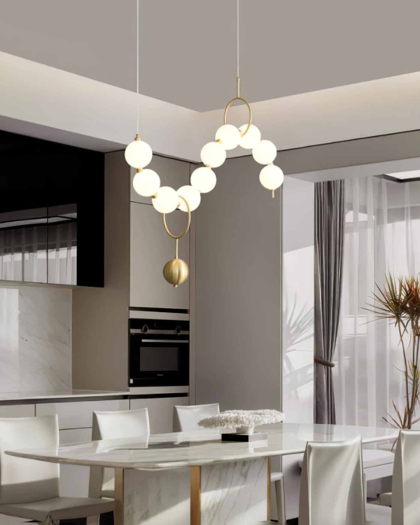 Modern Pearl Globe Chandelier Ceiling Light | Elegant Pendant Lamp for Dining Room