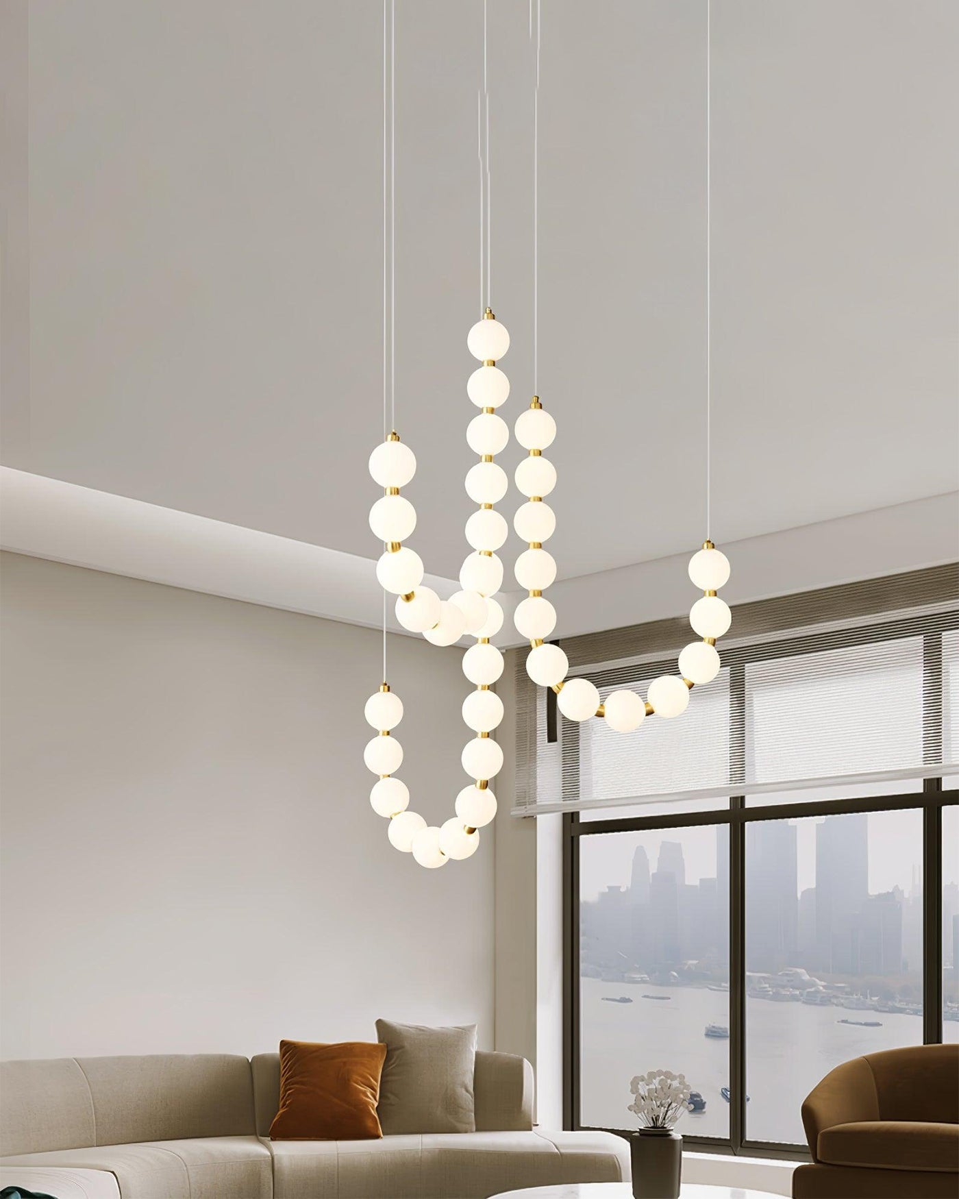 Modern Pearl Globe Chandelier Ceiling Light | Elegant Pendant Lamp for Dining Room