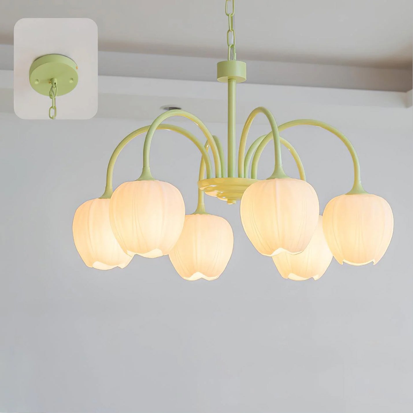 Tulip Chandelier Ceiling Lamp | Modern Floral Light Fixture for Living and Dining