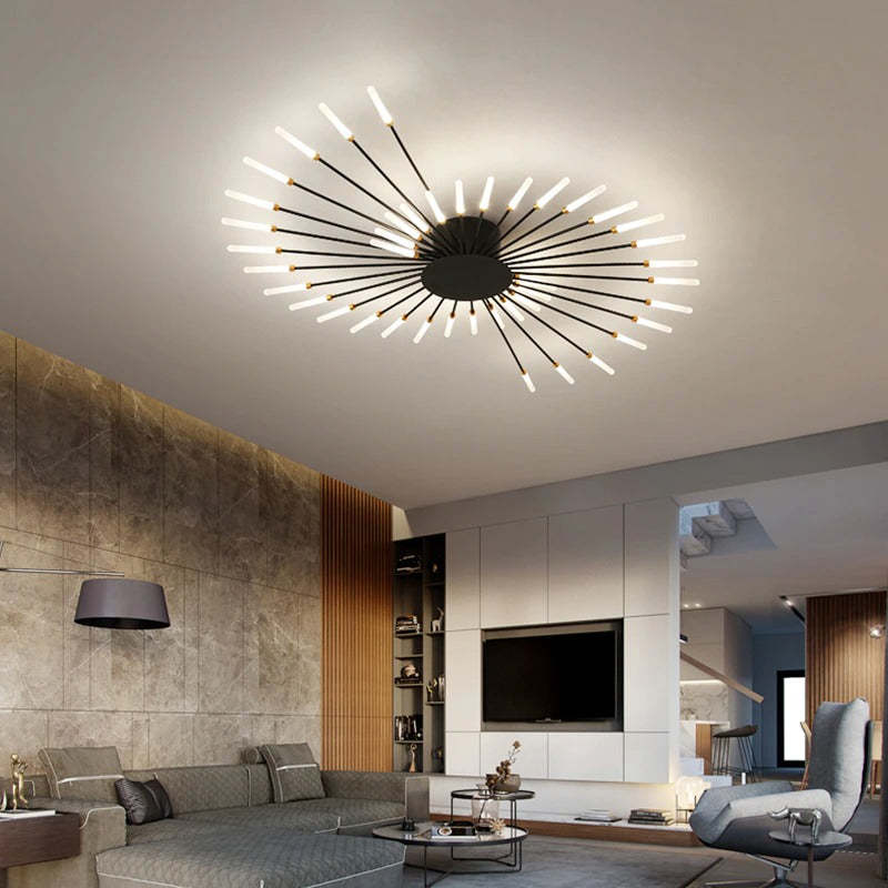 Modern Fireworks Flush Mount LED Ceiling Light | Decorative Living Room Lamp