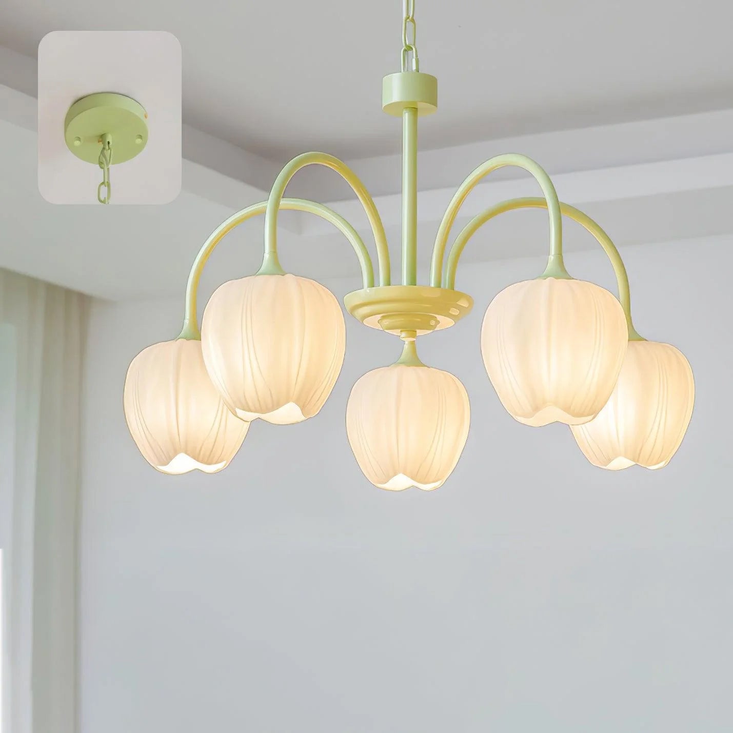 Tulip Chandelier Ceiling Lamp | Modern Floral Light Fixture for Living and Dining