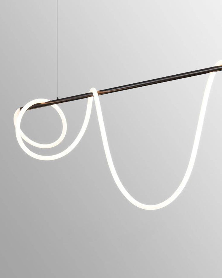 Modern Rope LED Linear Chandelier Ceiling Light | Minimalist Dining Room Lighting