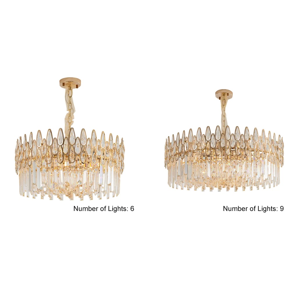 Modern Gold Crystal Chandelier for Living Room | Elegant Ceiling Light