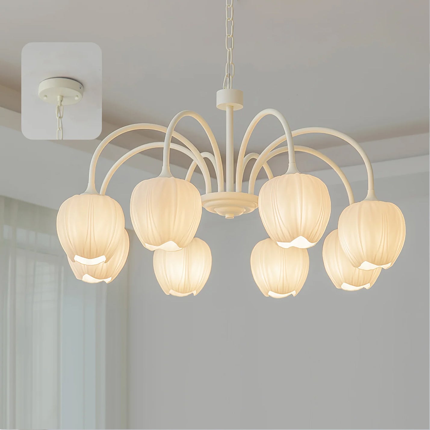 Tulip Chandelier Ceiling Lamp | Modern Floral Light Fixture for Living and Dining