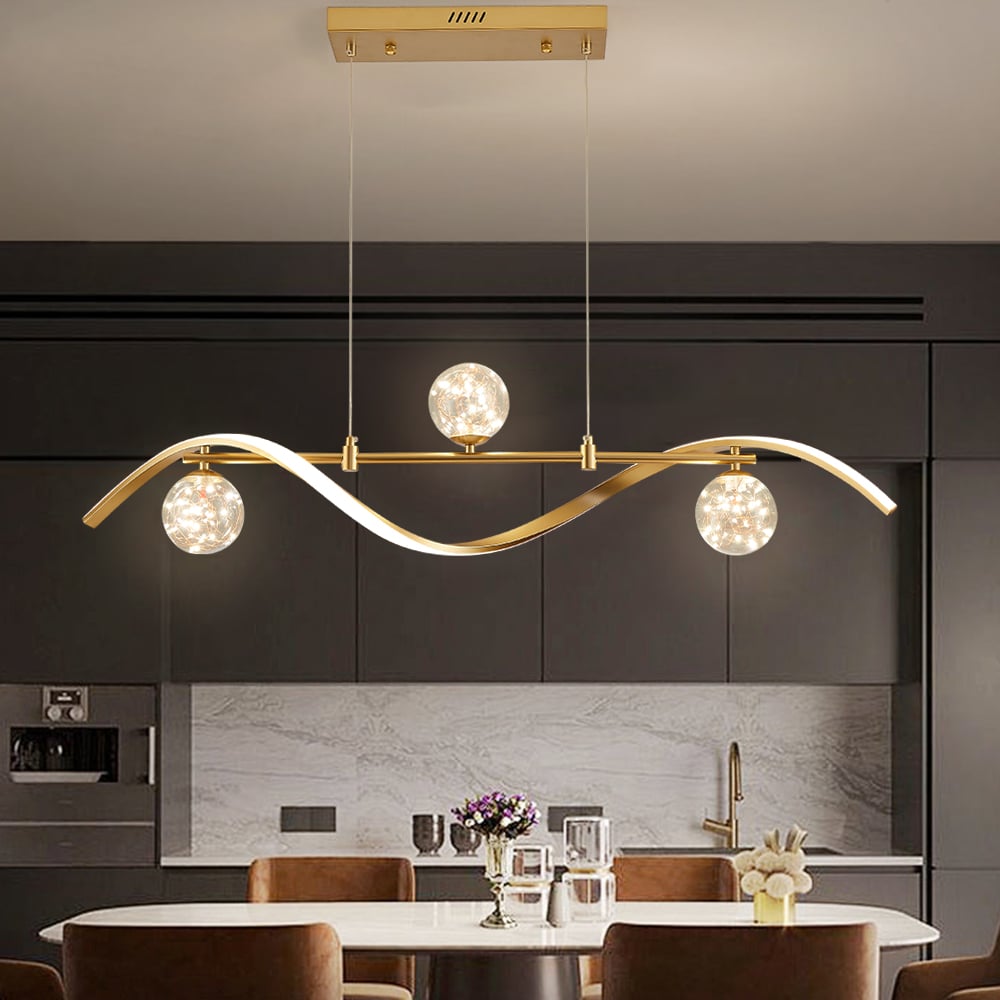 Modern Linear Chandelier with Glass Globes | Elegant LED Ceiling Light