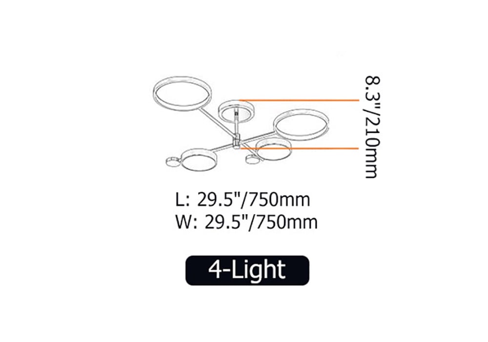 Modern Nordic LED Ring Chandelier | Semi-Flush Ceiling Light Fixture