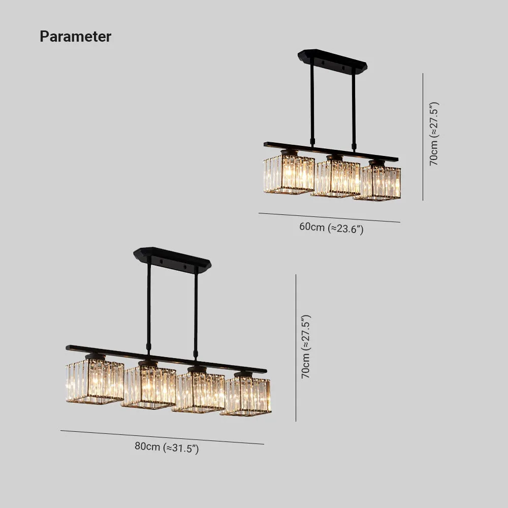 Modern Rectangular Glass Chandelier | LED Dining Room Kitchen Ceiling Light