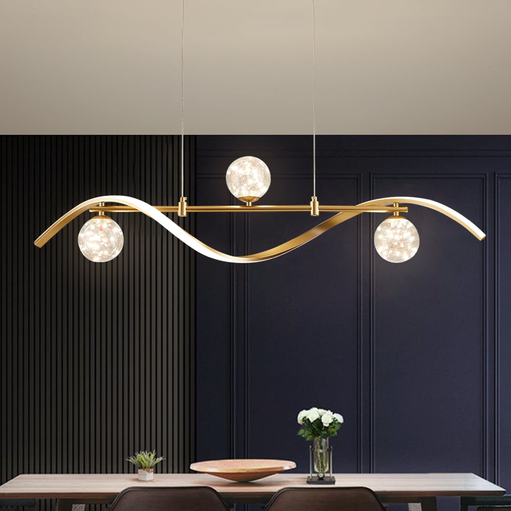 Modern Linear Chandelier with Glass Globes | Elegant LED Ceiling Light