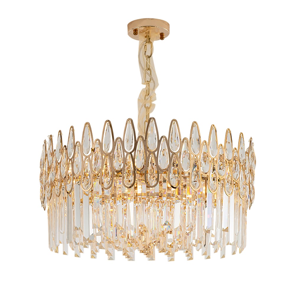 Modern Gold Crystal Chandelier for Living Room | Elegant Ceiling Light