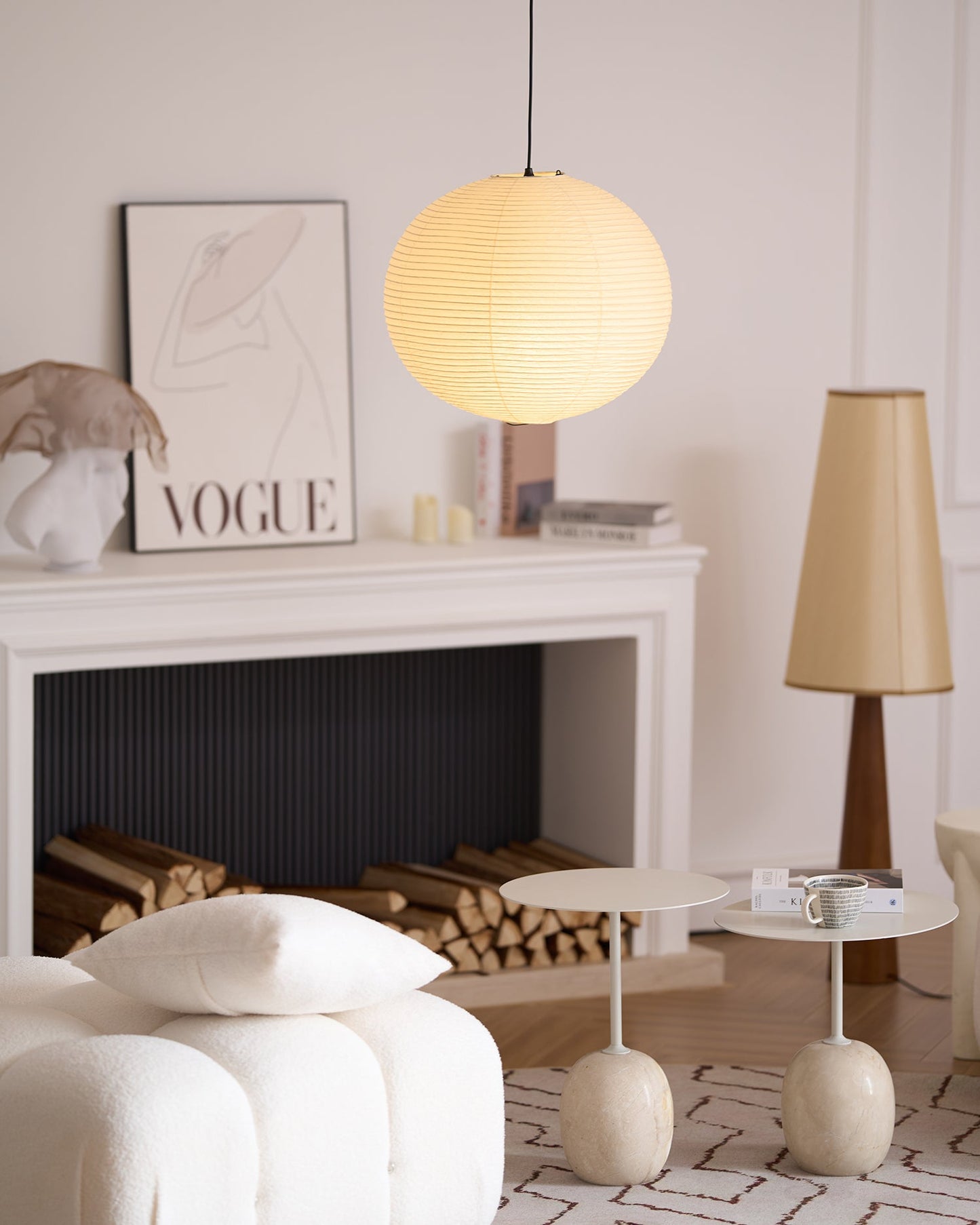 Japanese Paper Pendant Lamp | Minimalist Round Ceiling Light