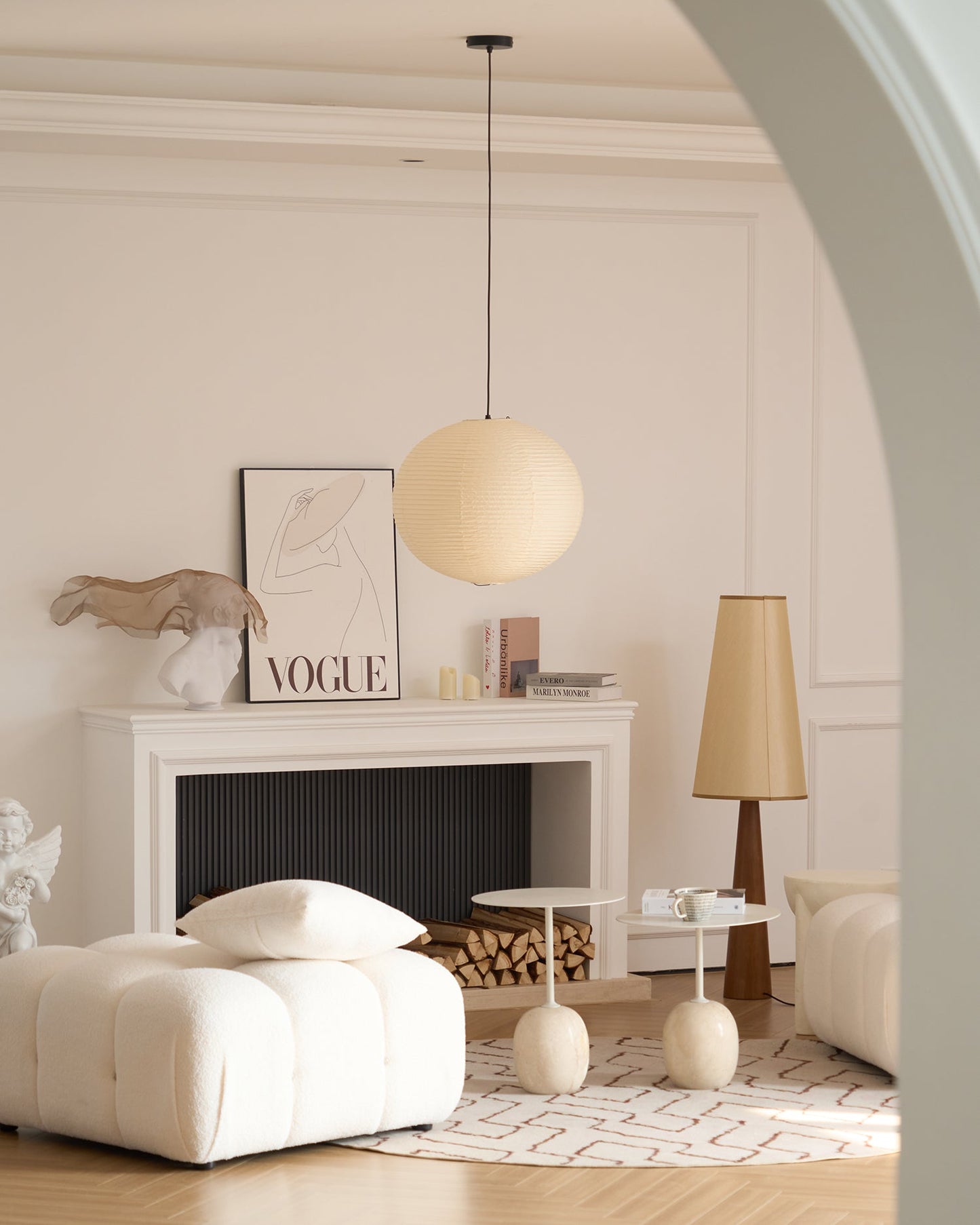 Japanese Paper Pendant Lamp | Minimalist Round Ceiling Light