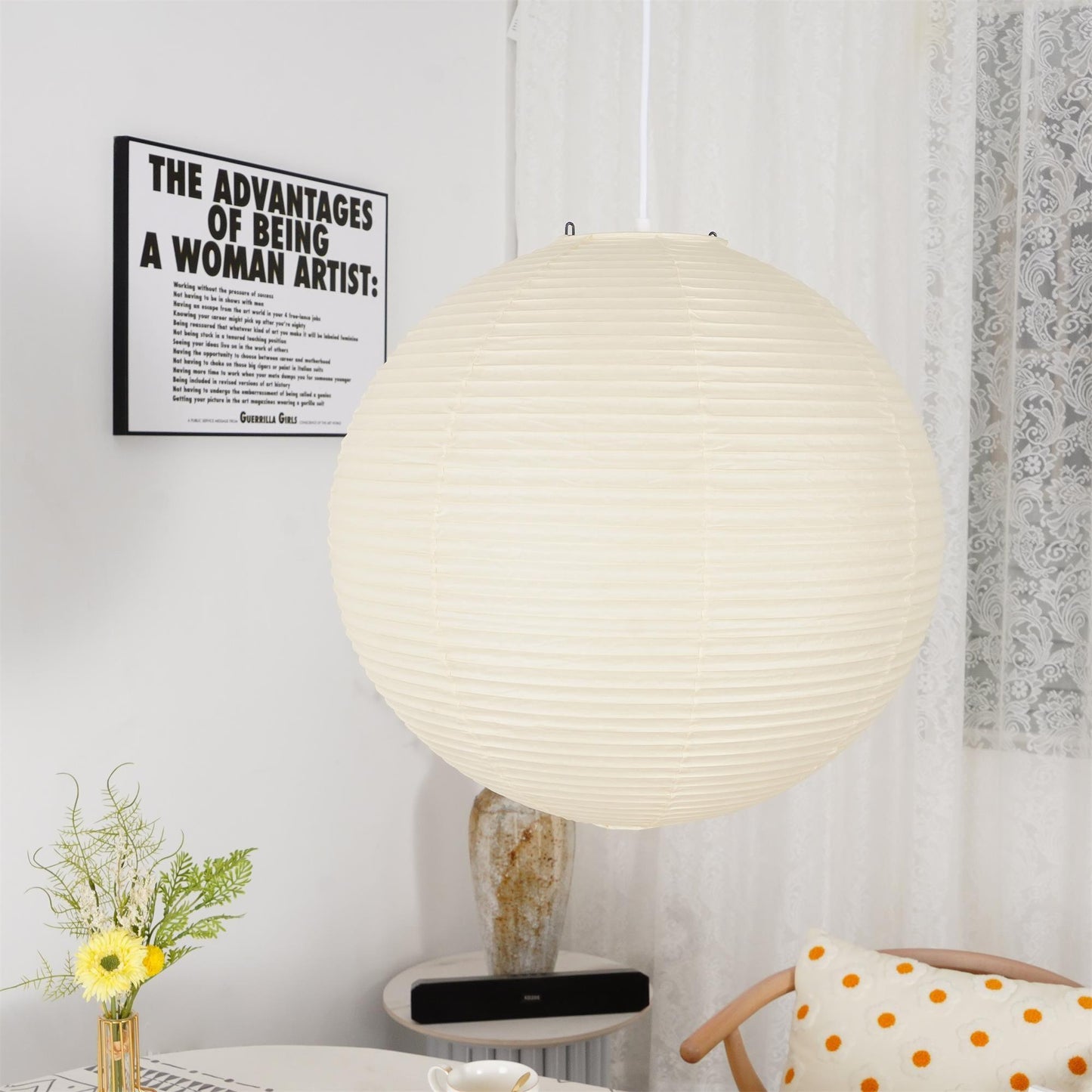 Japanese Paper Pendant Lamp | Minimalist Round Ceiling Light