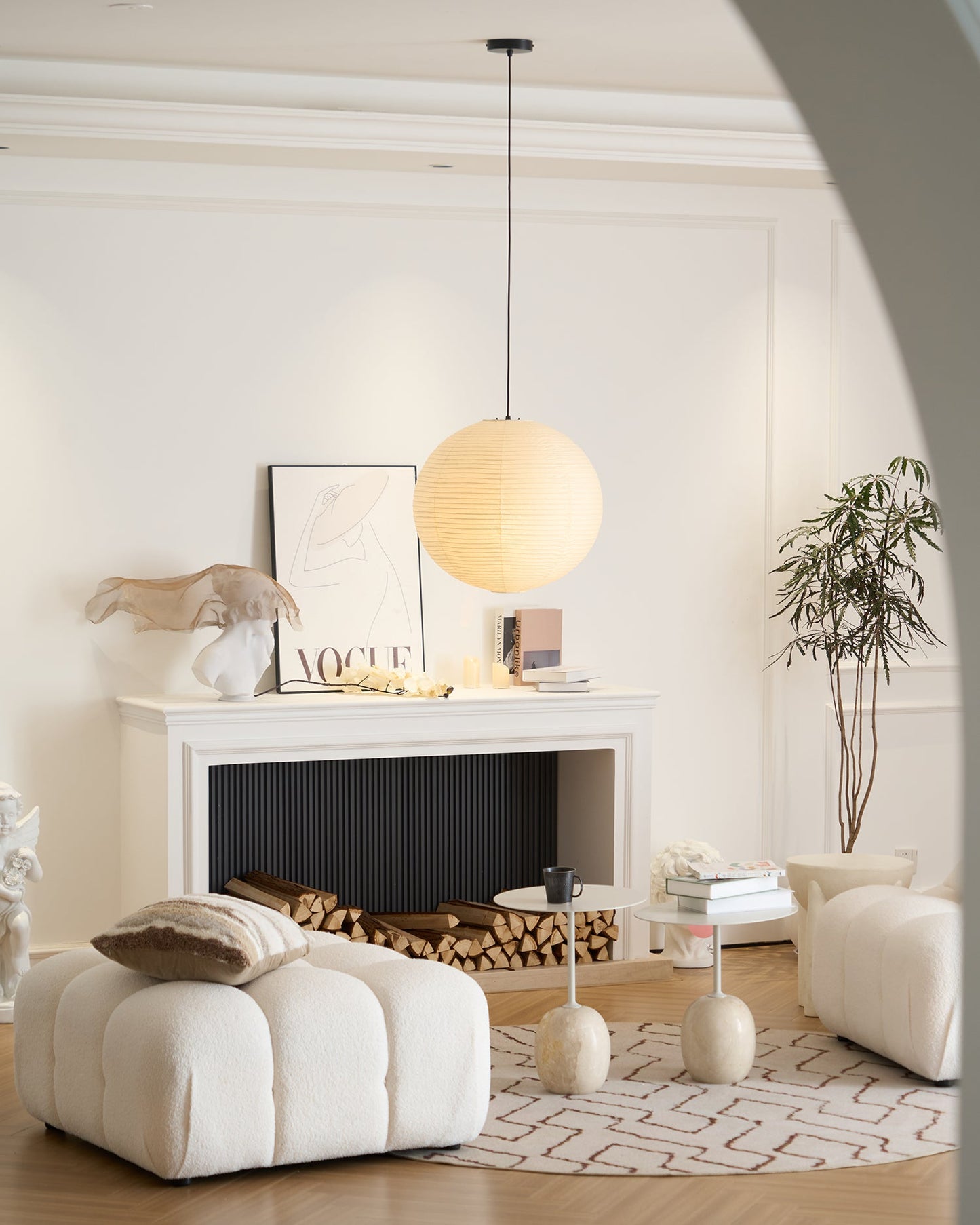 Japanese Paper Pendant Lamp | Minimalist Round Ceiling Light