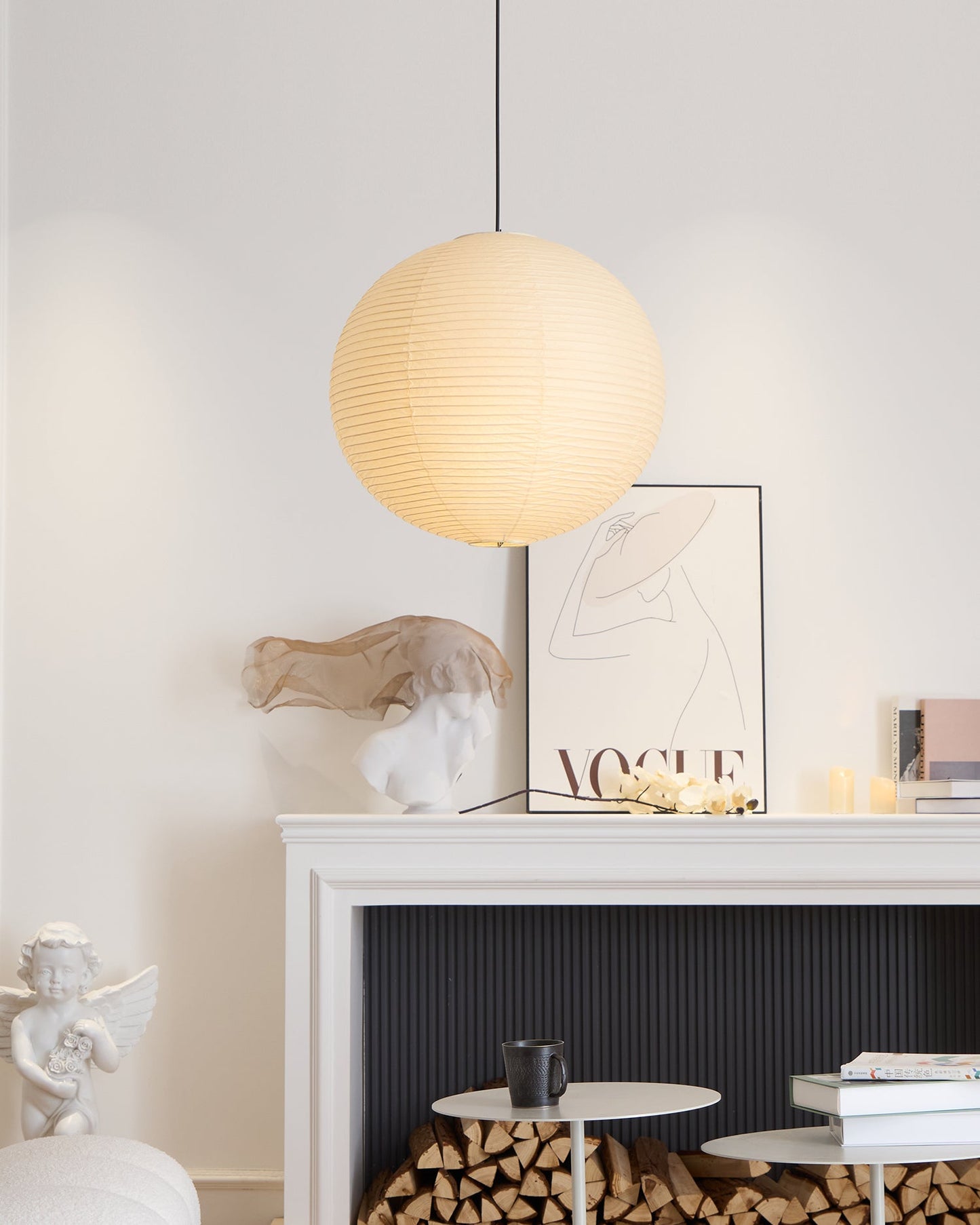 Japanese Paper Pendant Lamp | Minimalist Round Ceiling Light