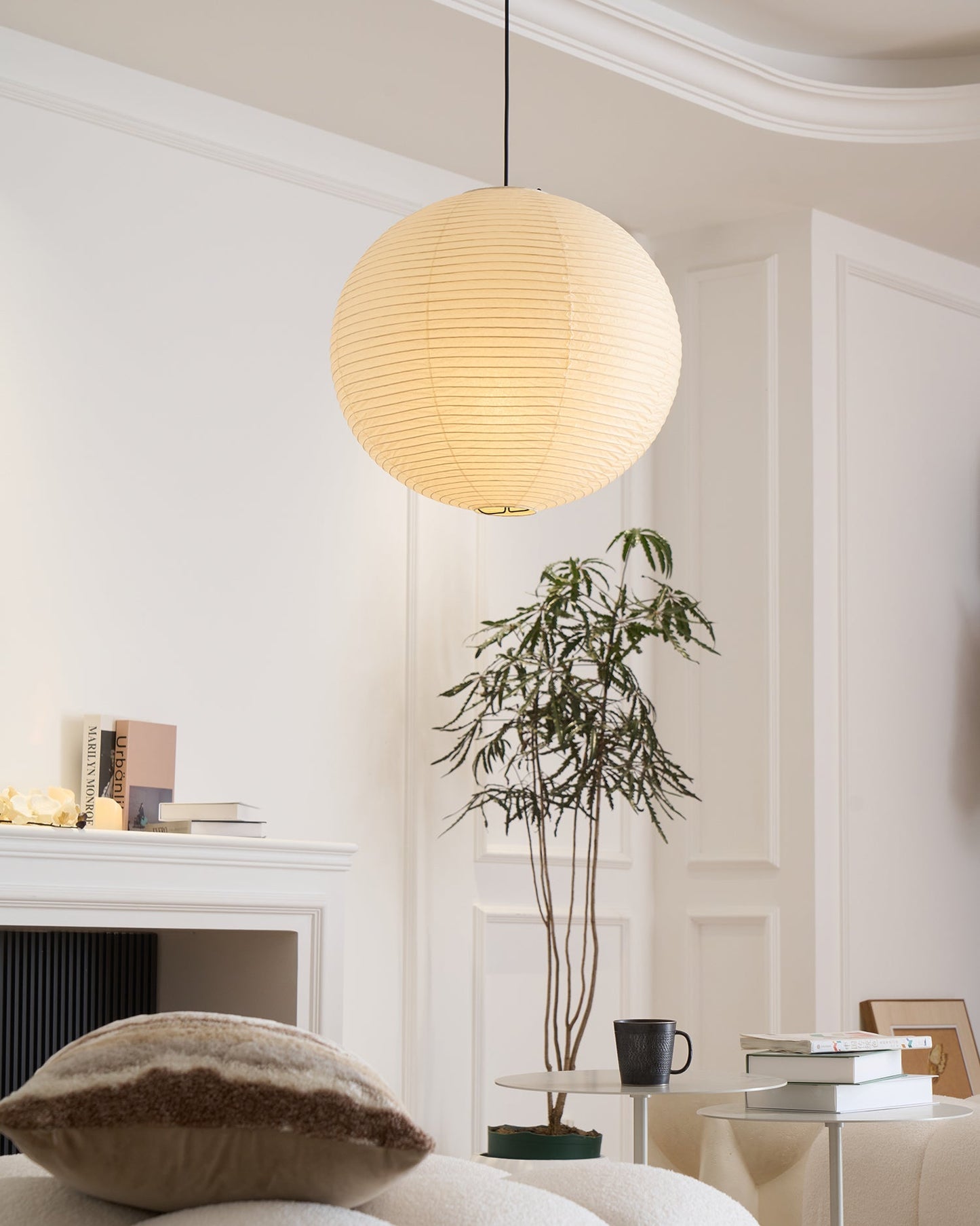 Japanese Paper Pendant Lamp | Minimalist Round Ceiling Light