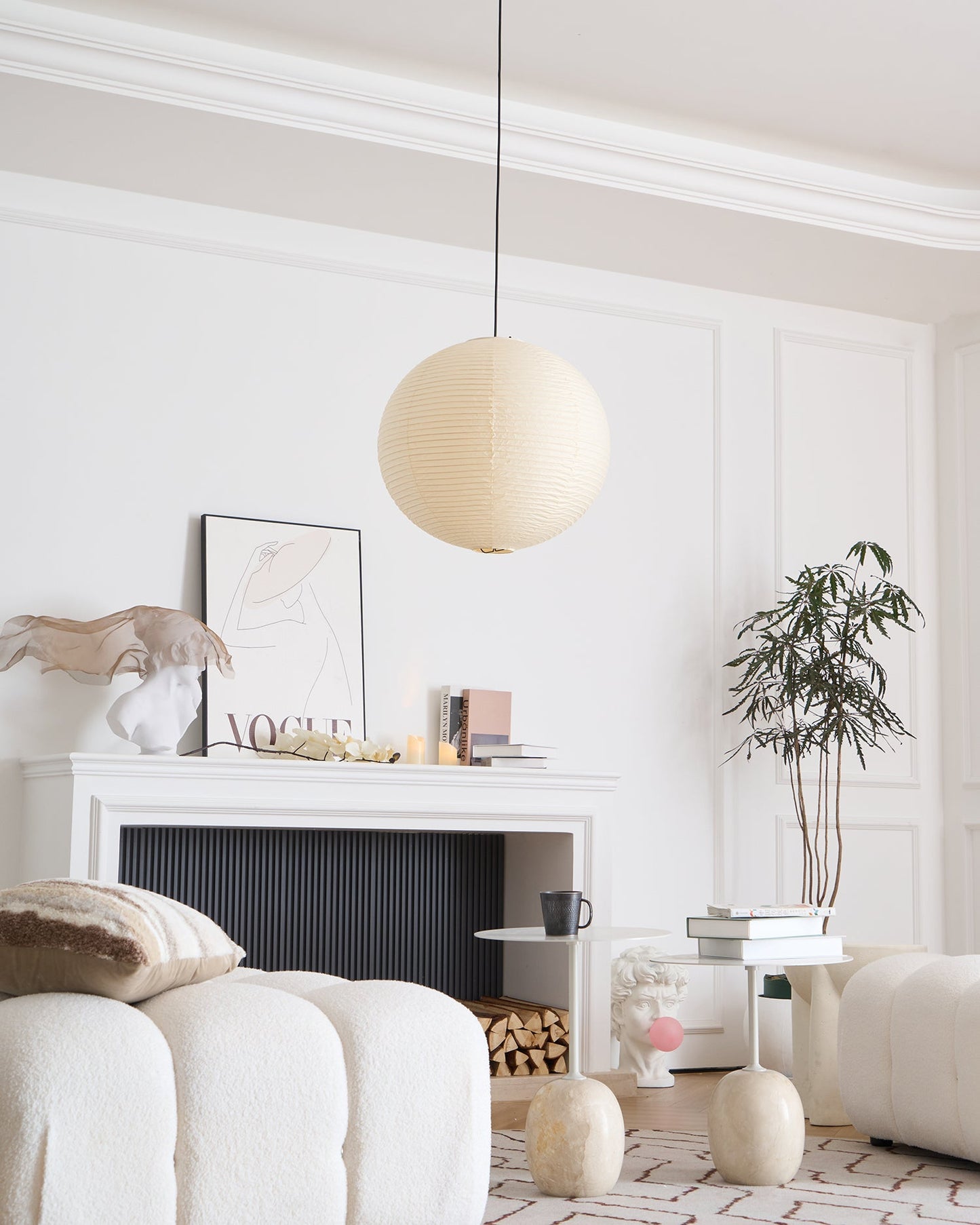 Japanese Paper Pendant Lamp | Minimalist Round Ceiling Light