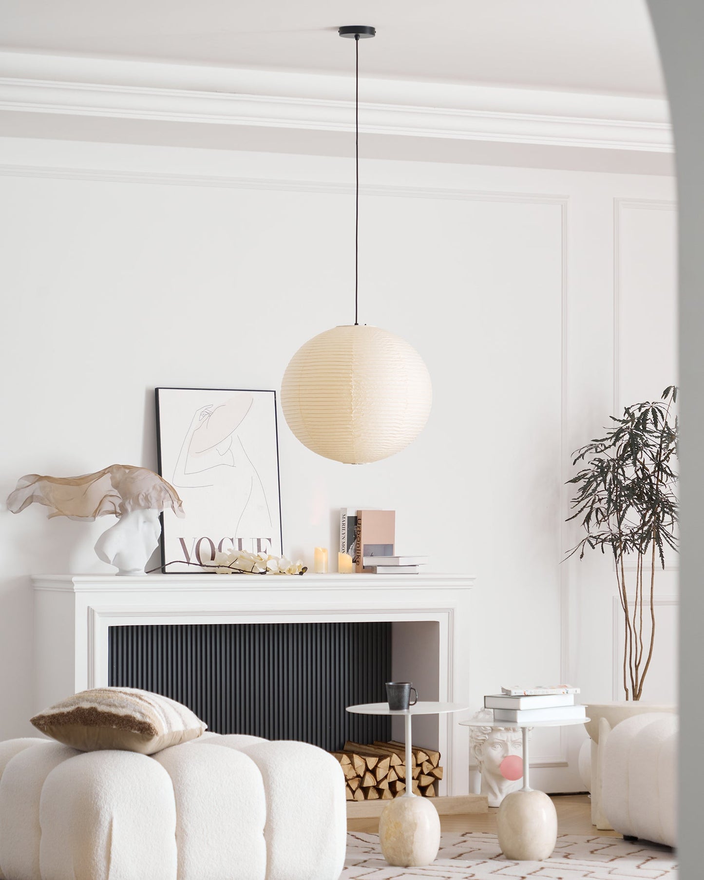 Japanese Paper Pendant Lamp | Minimalist Round Ceiling Light