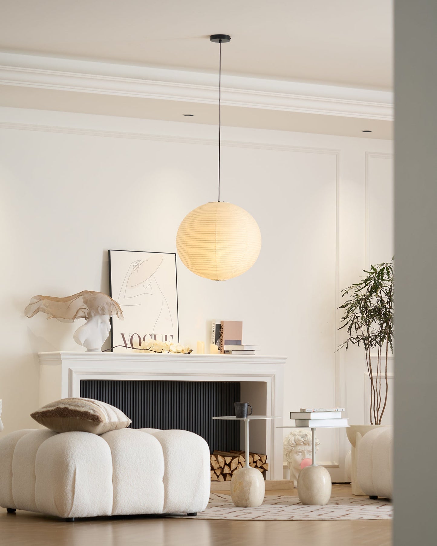 Japanese Paper Pendant Lamp | Minimalist Round Ceiling Light