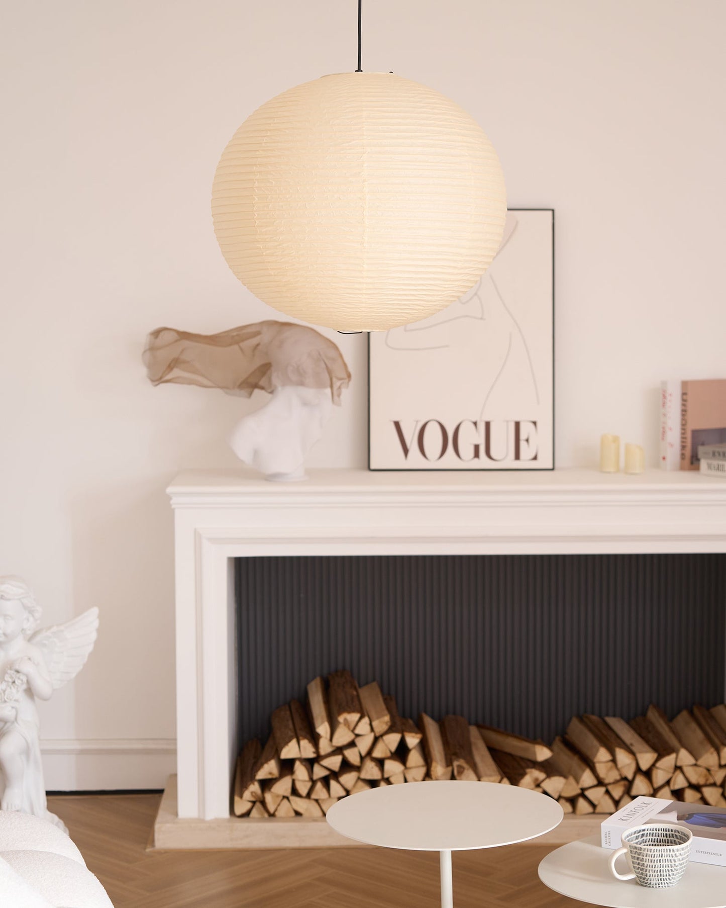 Japanese Paper Pendant Lamp | Minimalist Round Ceiling Light
