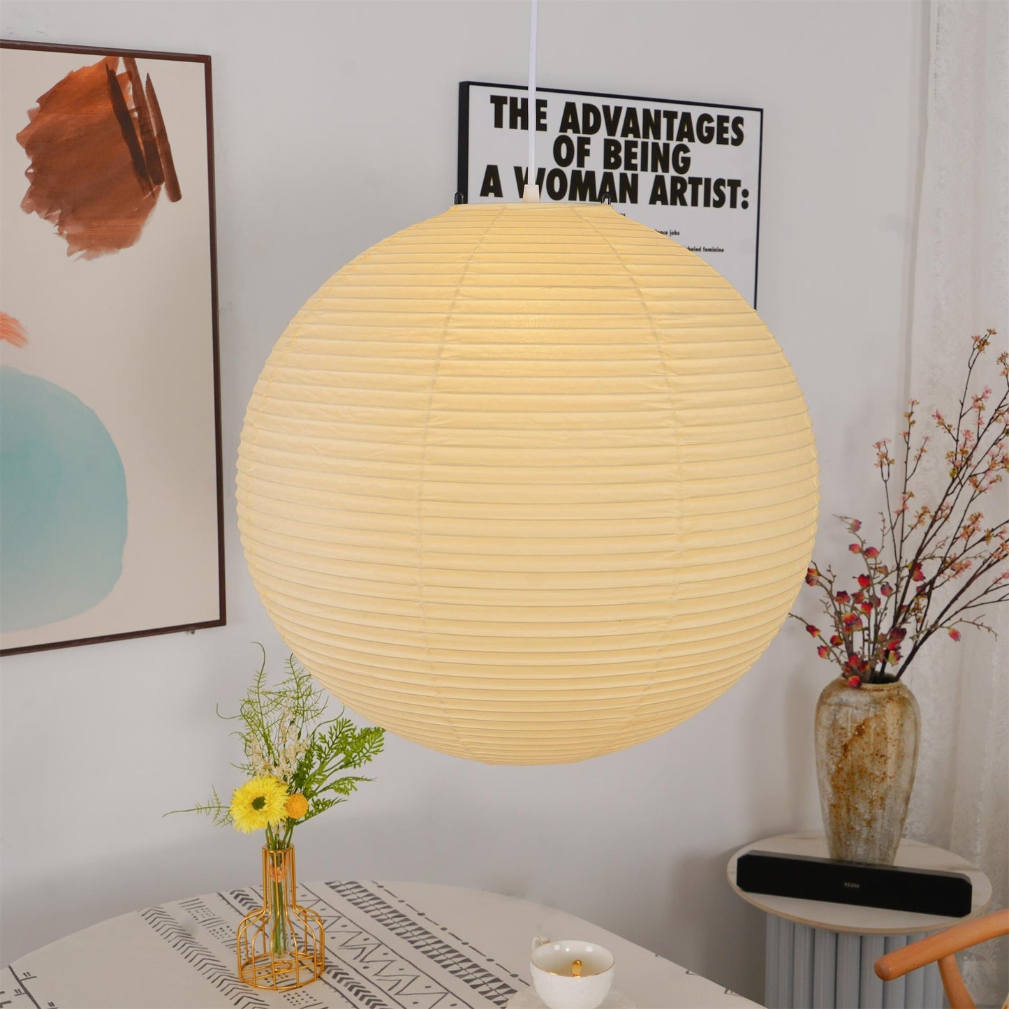 Japanese Paper Pendant Lamp | Minimalist Round Ceiling Light