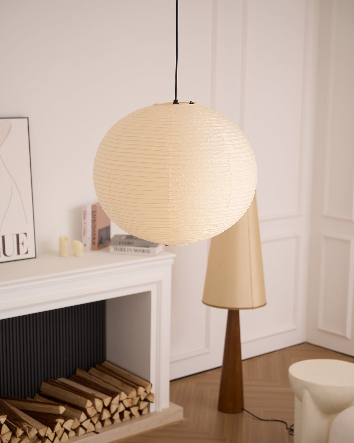 Japanese Paper Pendant Lamp | Minimalist Round Ceiling Light