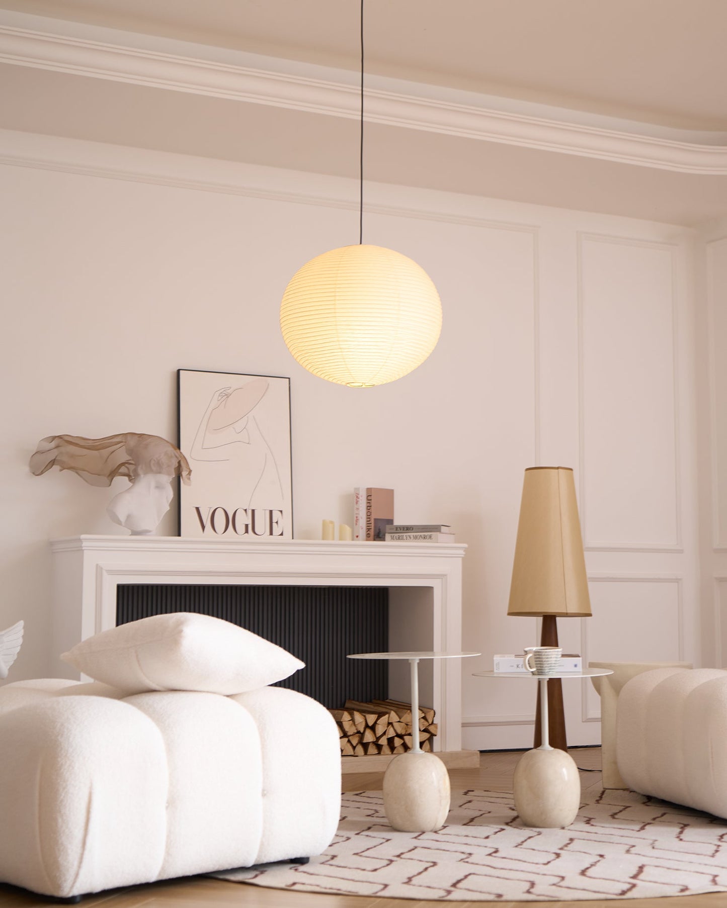 Japanese Paper Pendant Lamp | Minimalist Round Ceiling Light