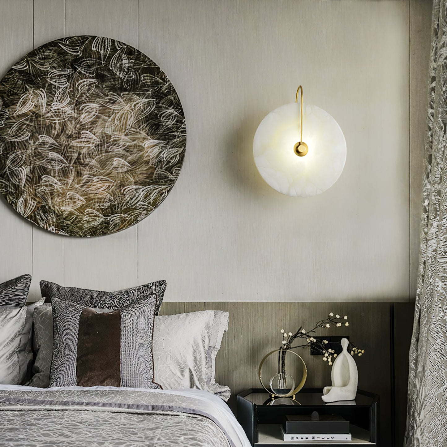 Round Disc Wall Lamp Sconce | Modern Ambient Wall Light for Bedroom and Living