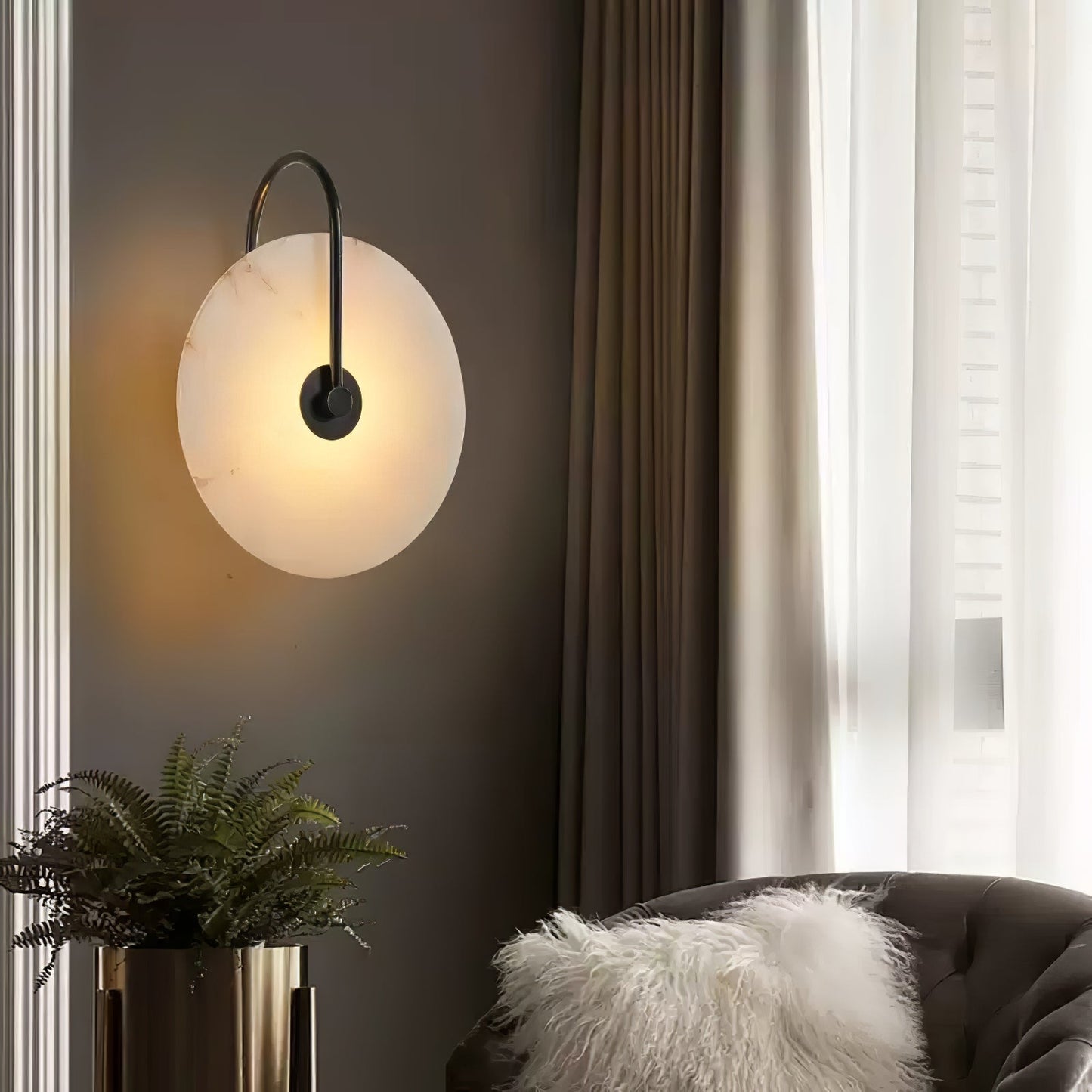 Round Disc Wall Lamp Sconce | Modern Ambient Wall Light for Bedroom and Living