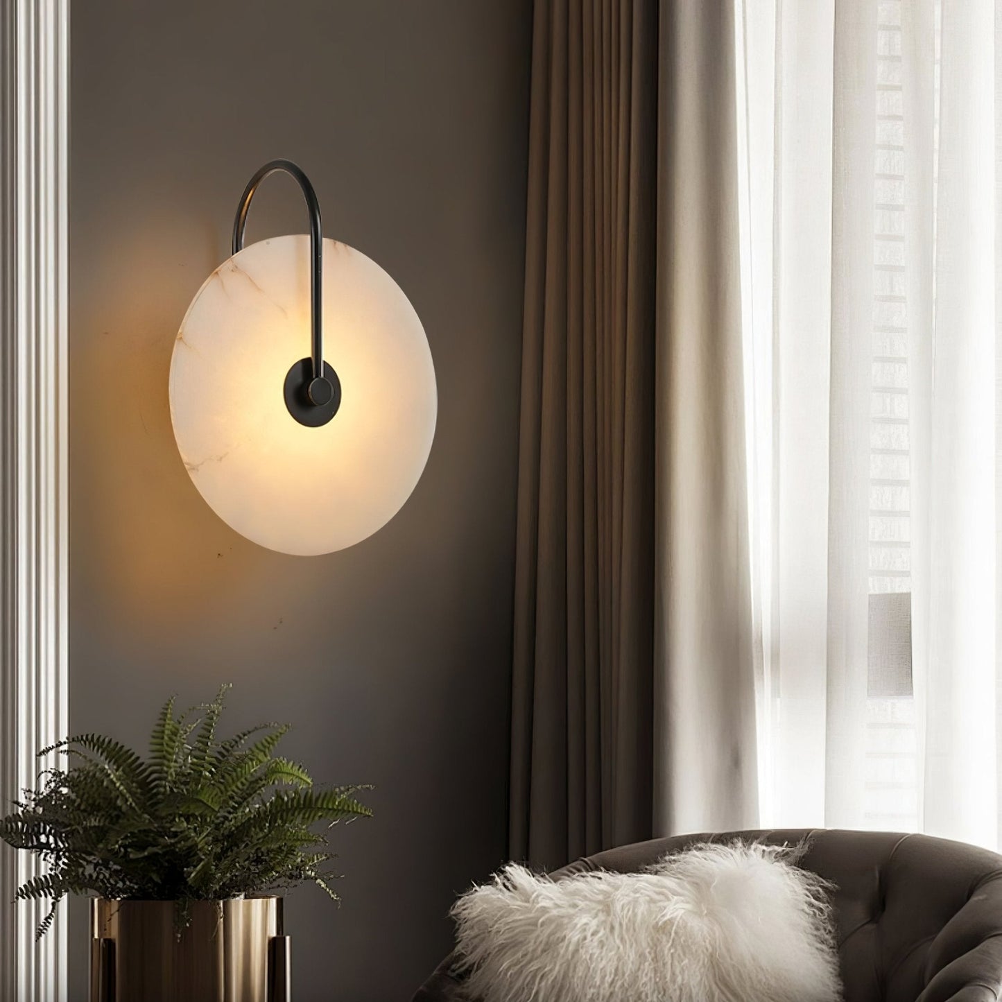Round Disc Wall Lamp Sconce | Modern Ambient Wall Light for Bedroom and Living