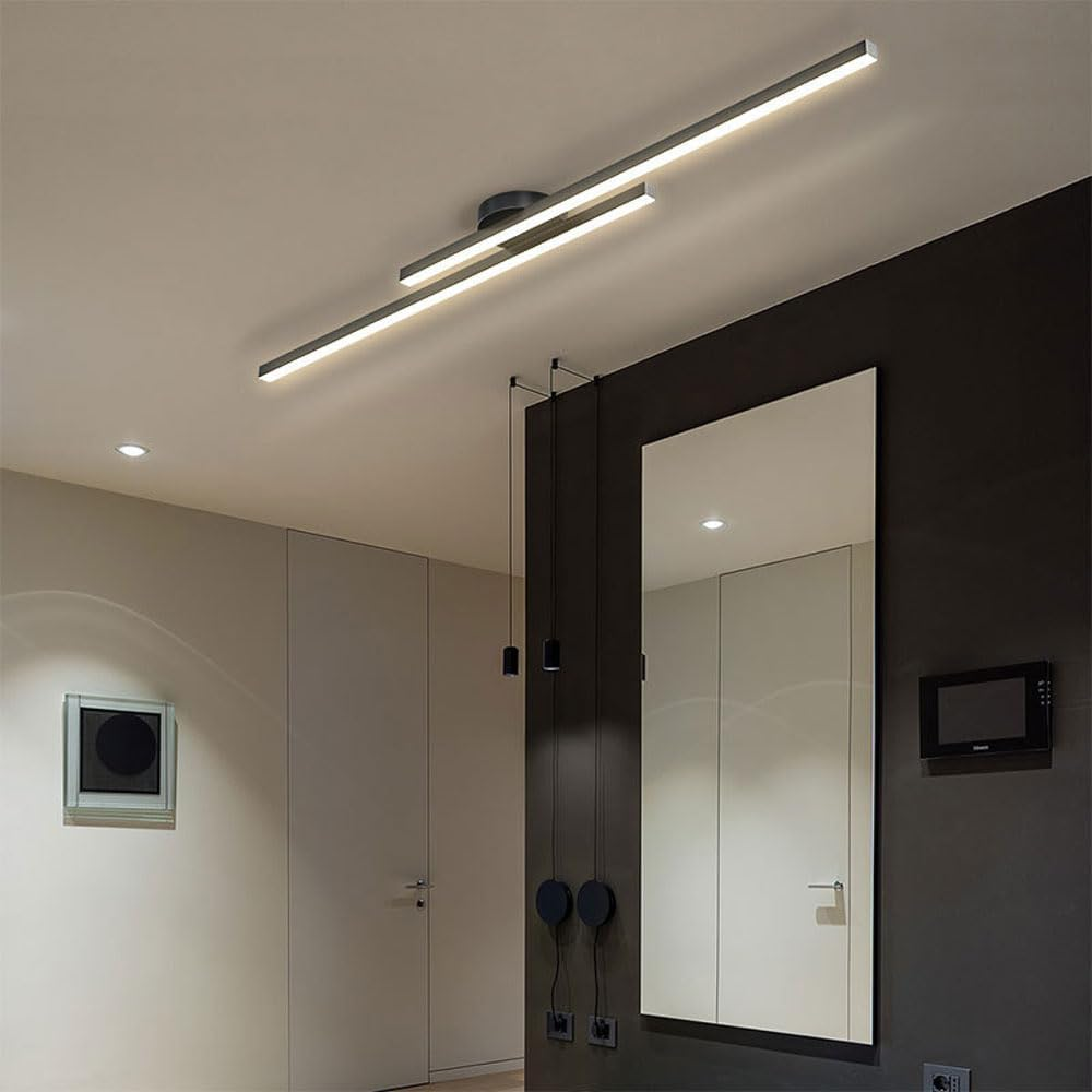Modern Aluminium LED Ceiling Light | Long Strip Living Room Flush Mount Lamp