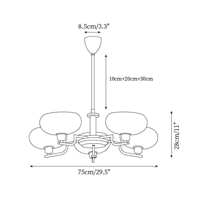 Modern Glass Globe Chandelier | Elegant Ceiling Lamp for Living Room or Dining Area