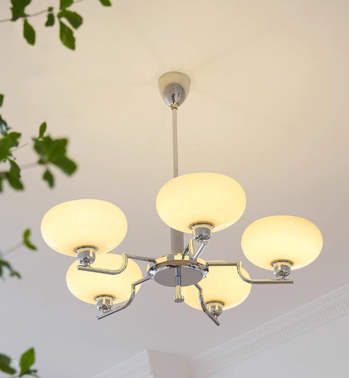 Modern Glass Globe Chandelier | Elegant Ceiling Lamp for Living Room or Dining Area