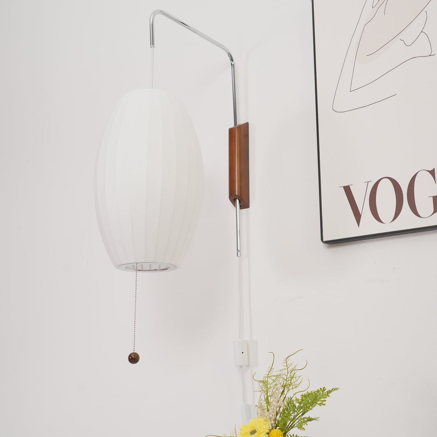 Modern Wall Lamp Sconce with Pull Cord | Adjustable Wall Light for Bedroom