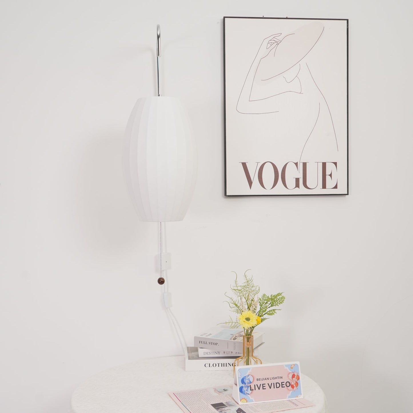 Modern Wall Lamp Sconce with Pull Cord | Adjustable Wall Light for Bedroom