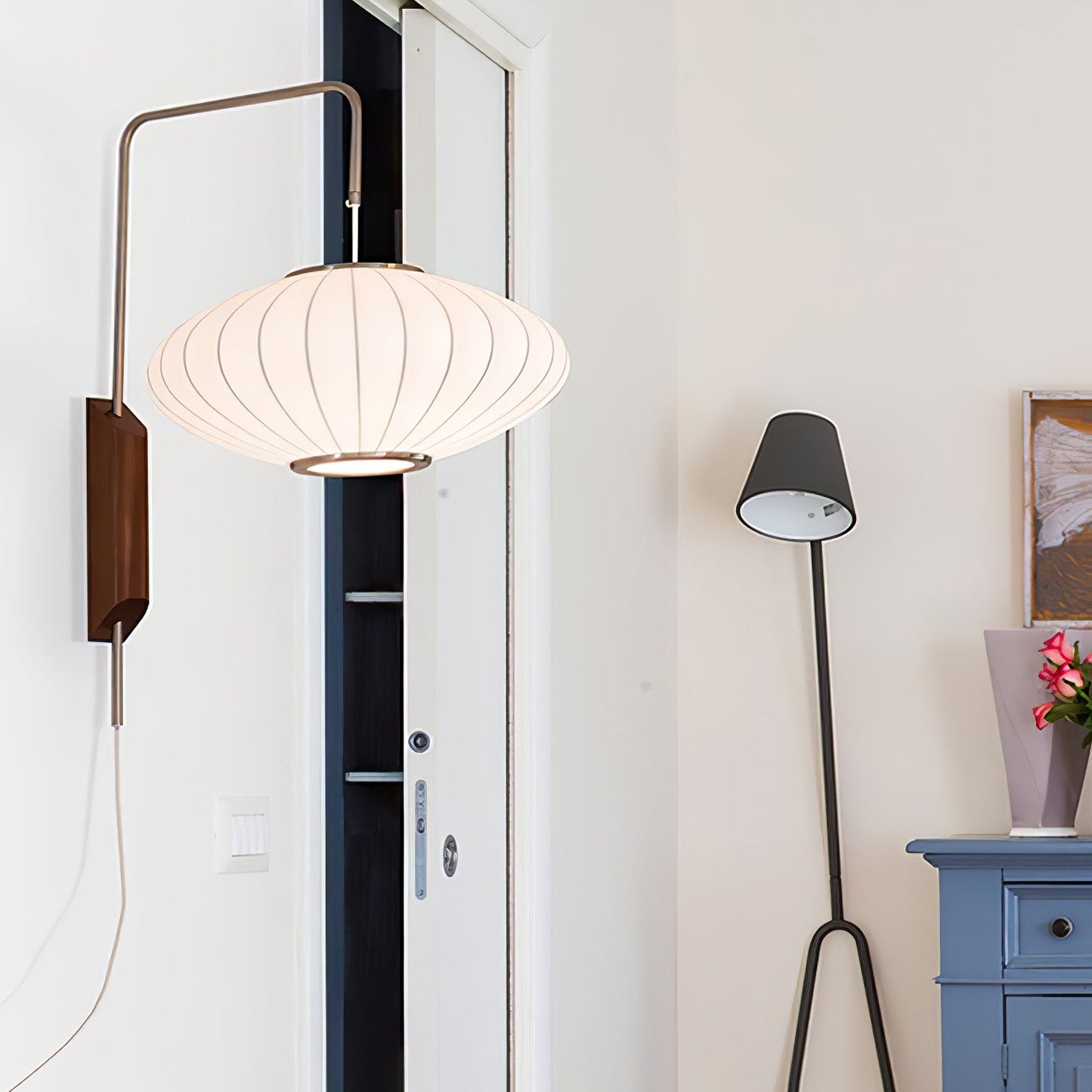 Modern Wall Lamp Sconce with Pull Cord | Adjustable Wall Light for Bedroom