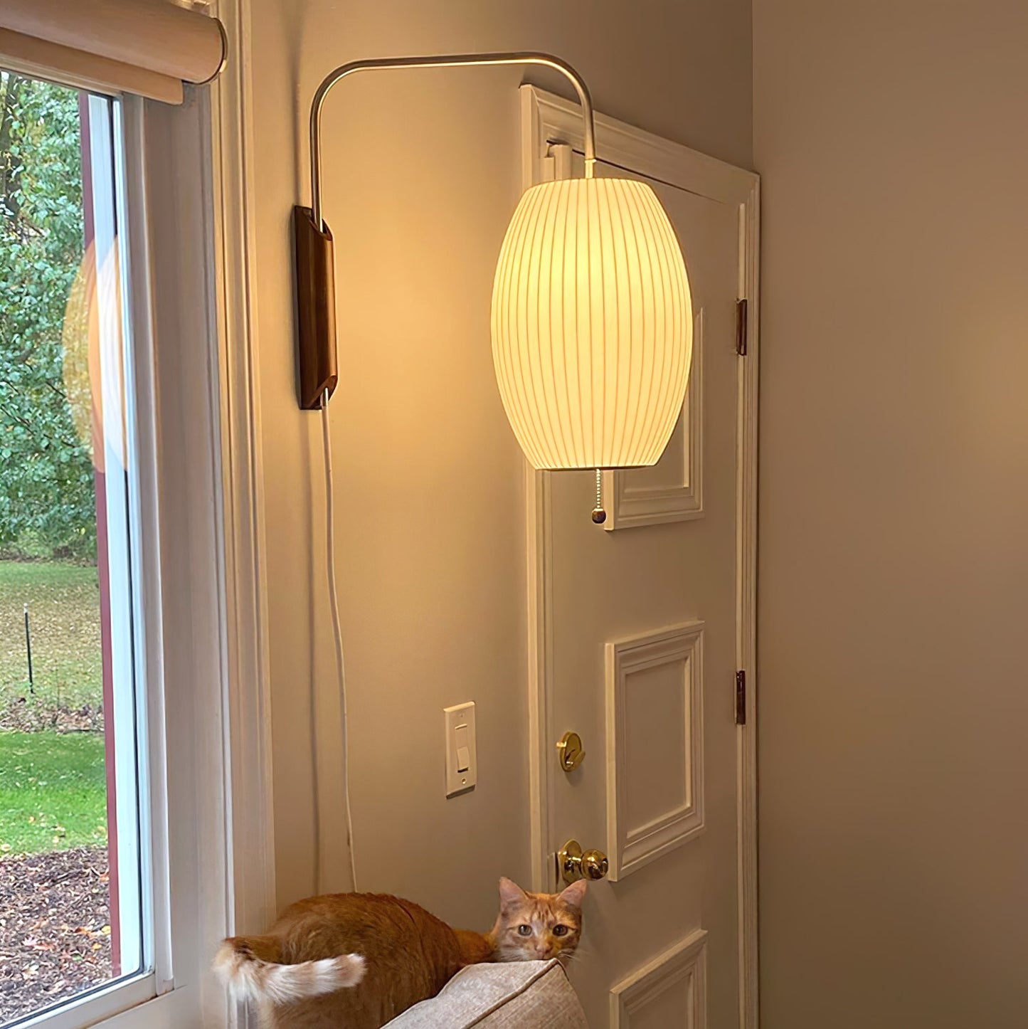 Modern Wall Lamp Sconce with Pull Cord | Adjustable Wall Light for Bedroom