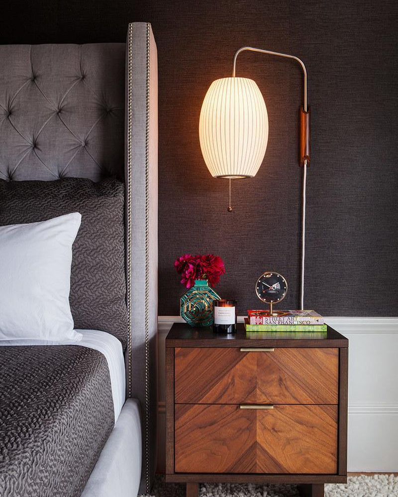 Modern Wall Lamp Sconce with Pull Cord | Adjustable Wall Light for Bedroom