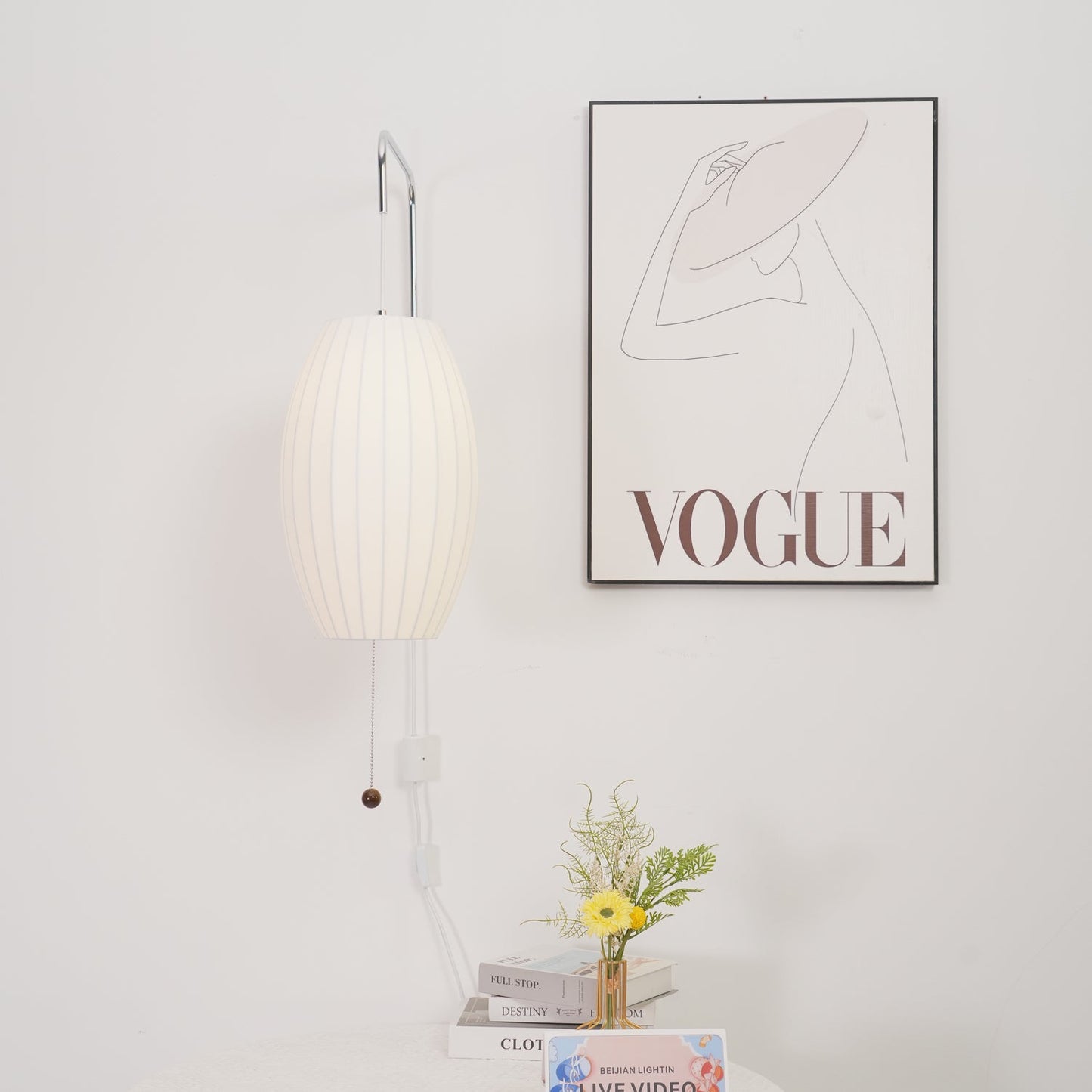 Modern Wall Lamp Sconce with Pull Cord | Adjustable Wall Light for Bedroom