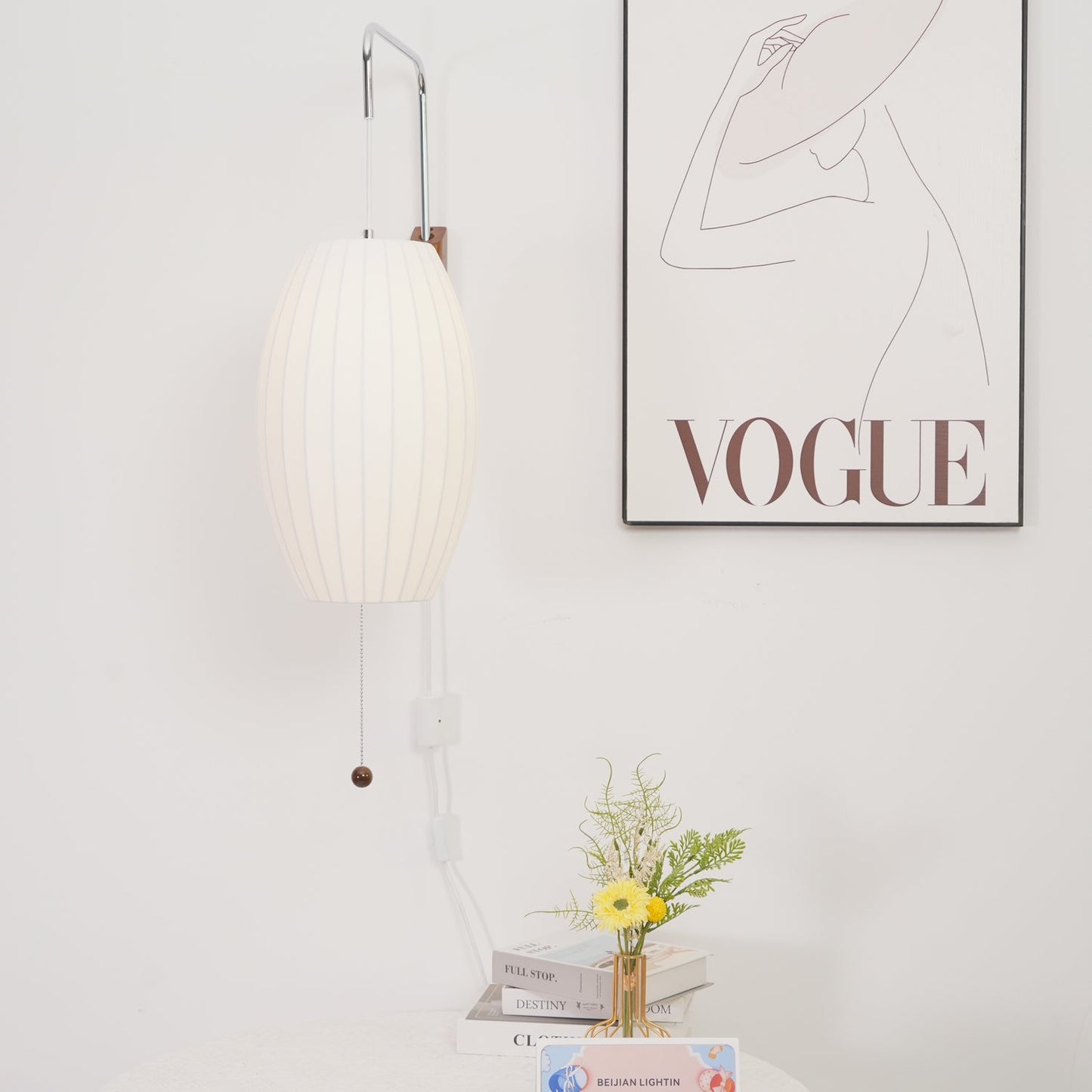 Modern Wall Lamp Sconce with Pull Cord | Adjustable Wall Light for Bedroom