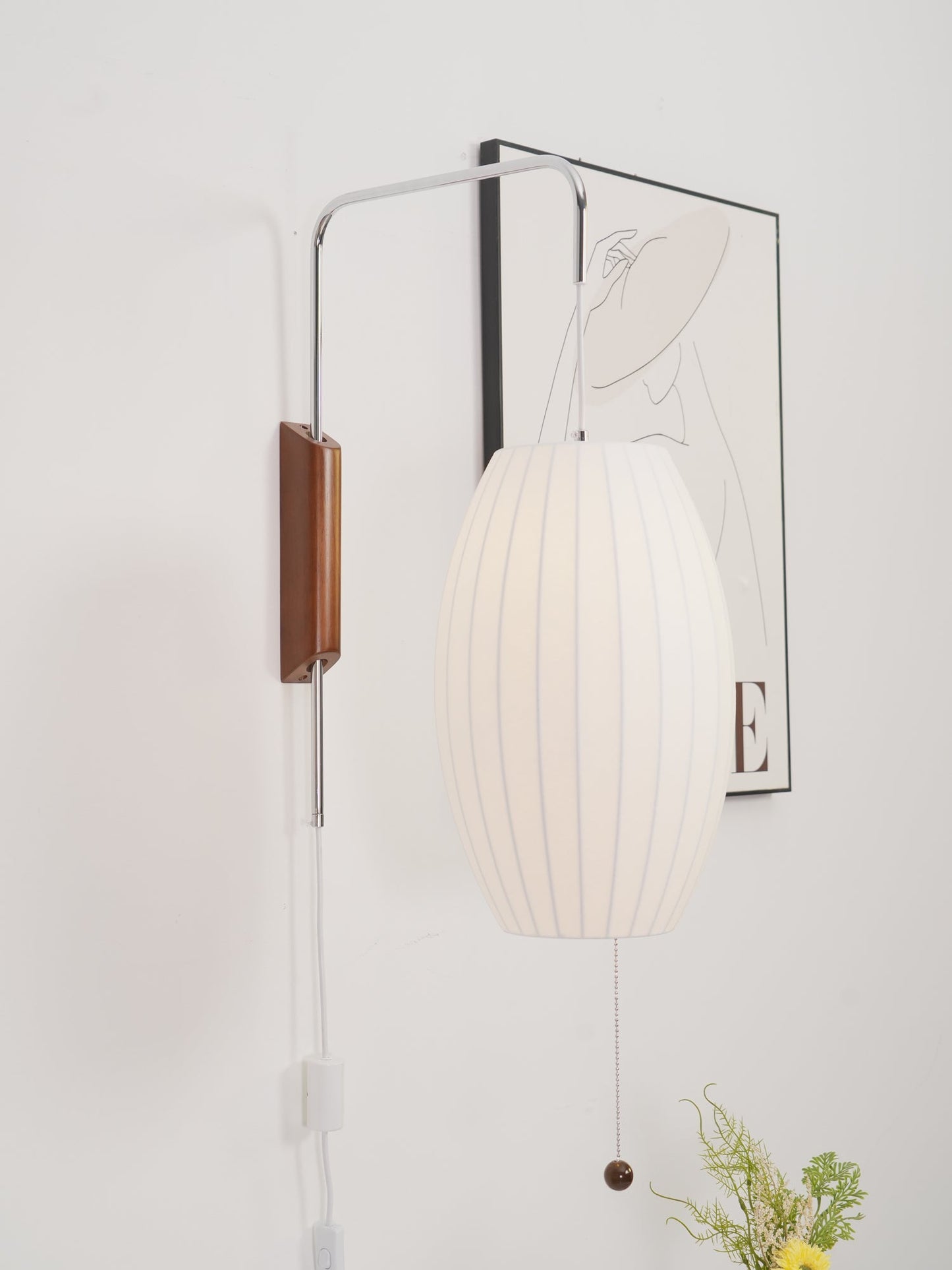 Modern Wall Lamp Sconce with Pull Cord | Adjustable Wall Light for Bedroom