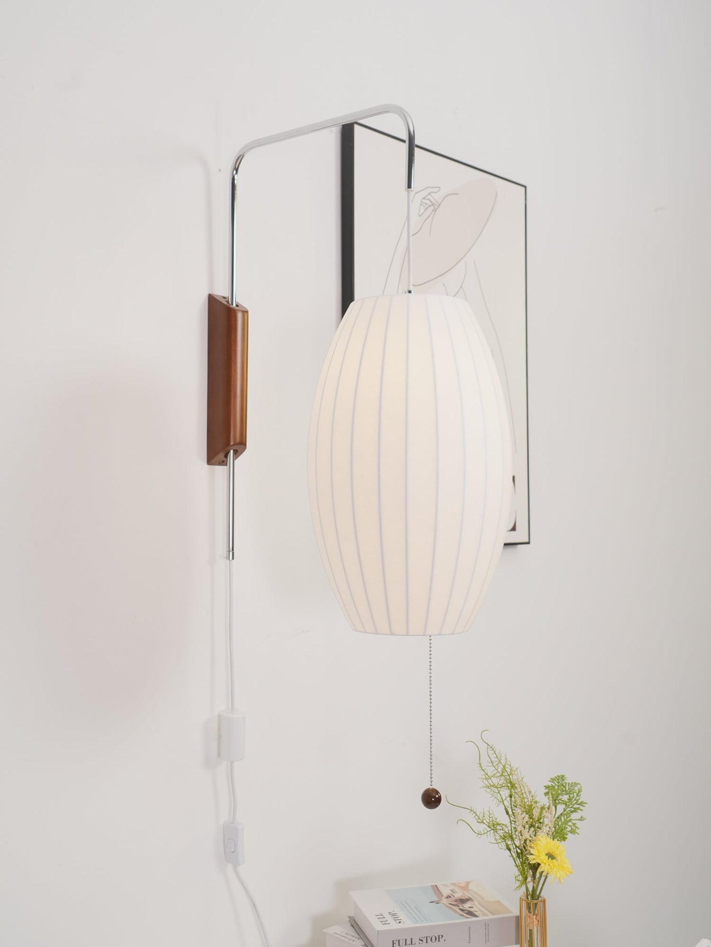 Modern Wall Lamp Sconce with Pull Cord | Adjustable Wall Light for Bedroom