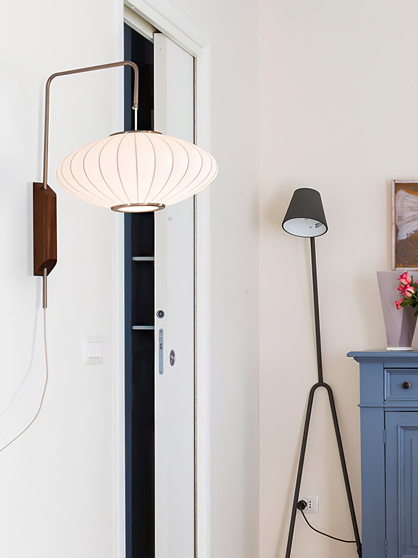 Modern Wall Lamp Sconce with Pull Cord | Adjustable Wall Light for Bedroom