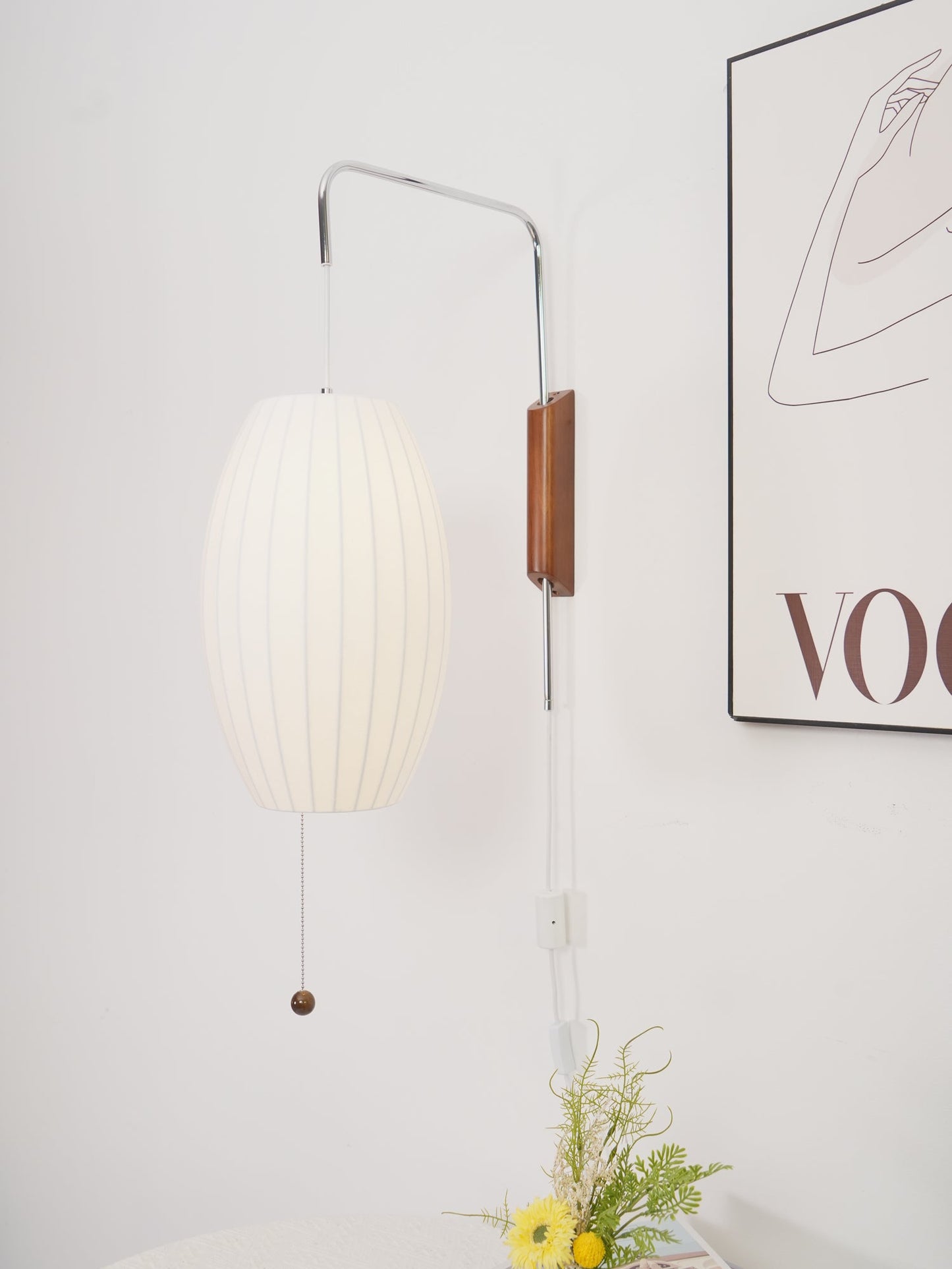 Modern Wall Lamp Sconce with Pull Cord | Adjustable Wall Light for Bedroom