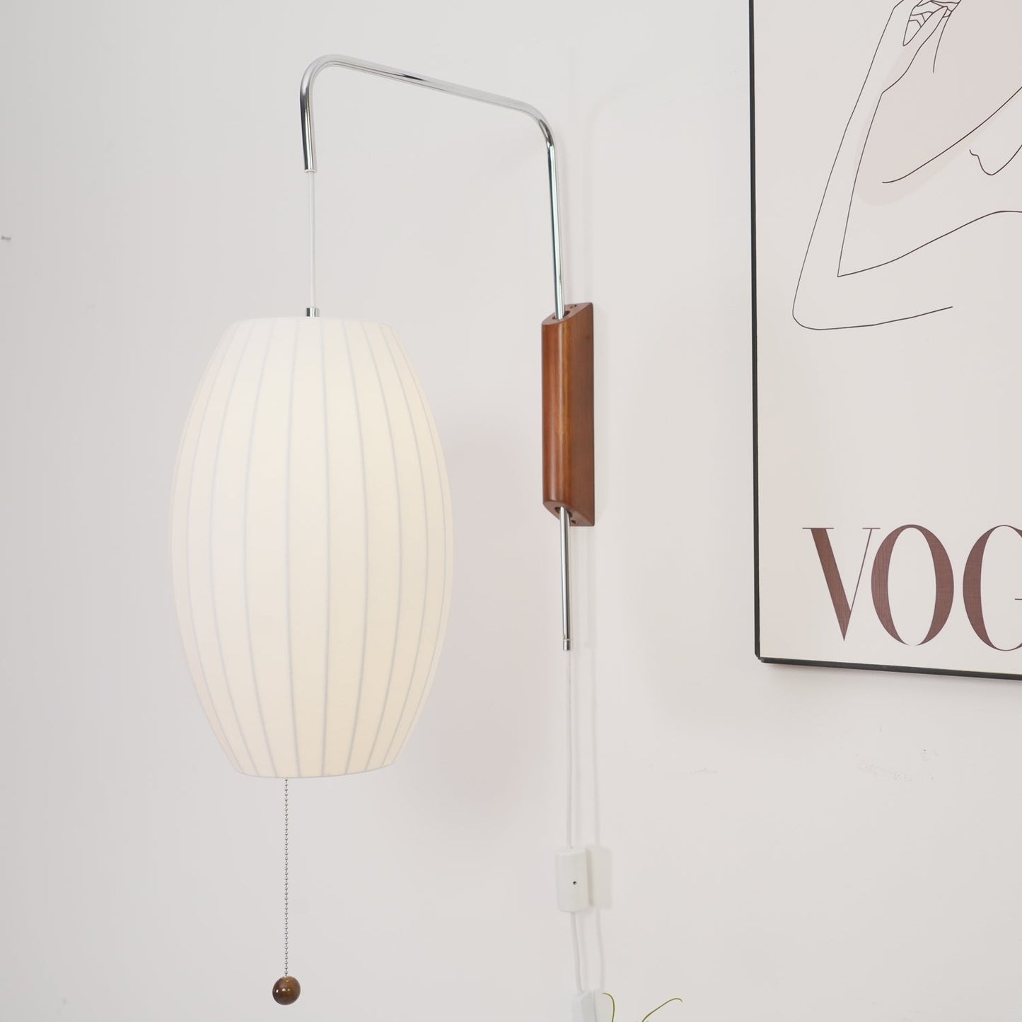 Modern Wall Lamp Sconce with Pull Cord | Adjustable Wall Light for Bedroom