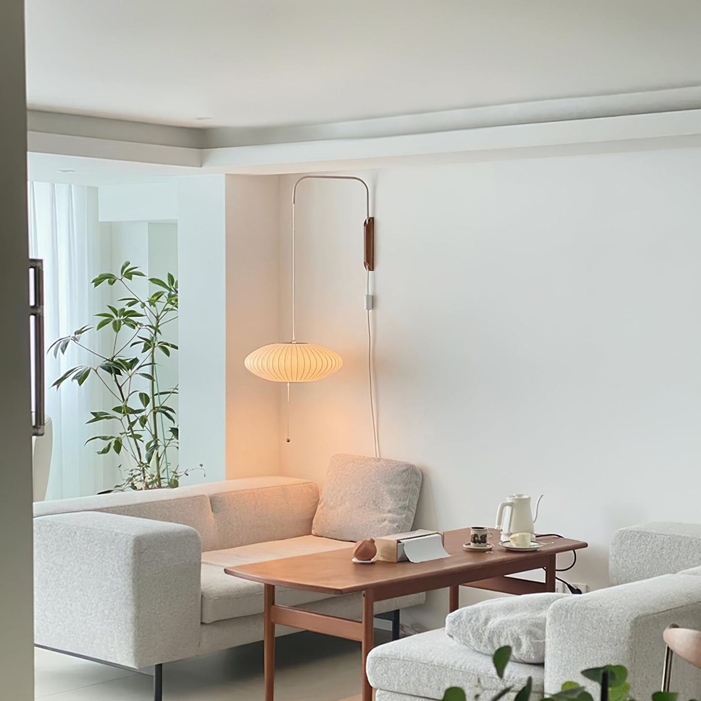Modern Wall Lamp Sconce with Pull Cord | Adjustable Wall Light for Bedroom