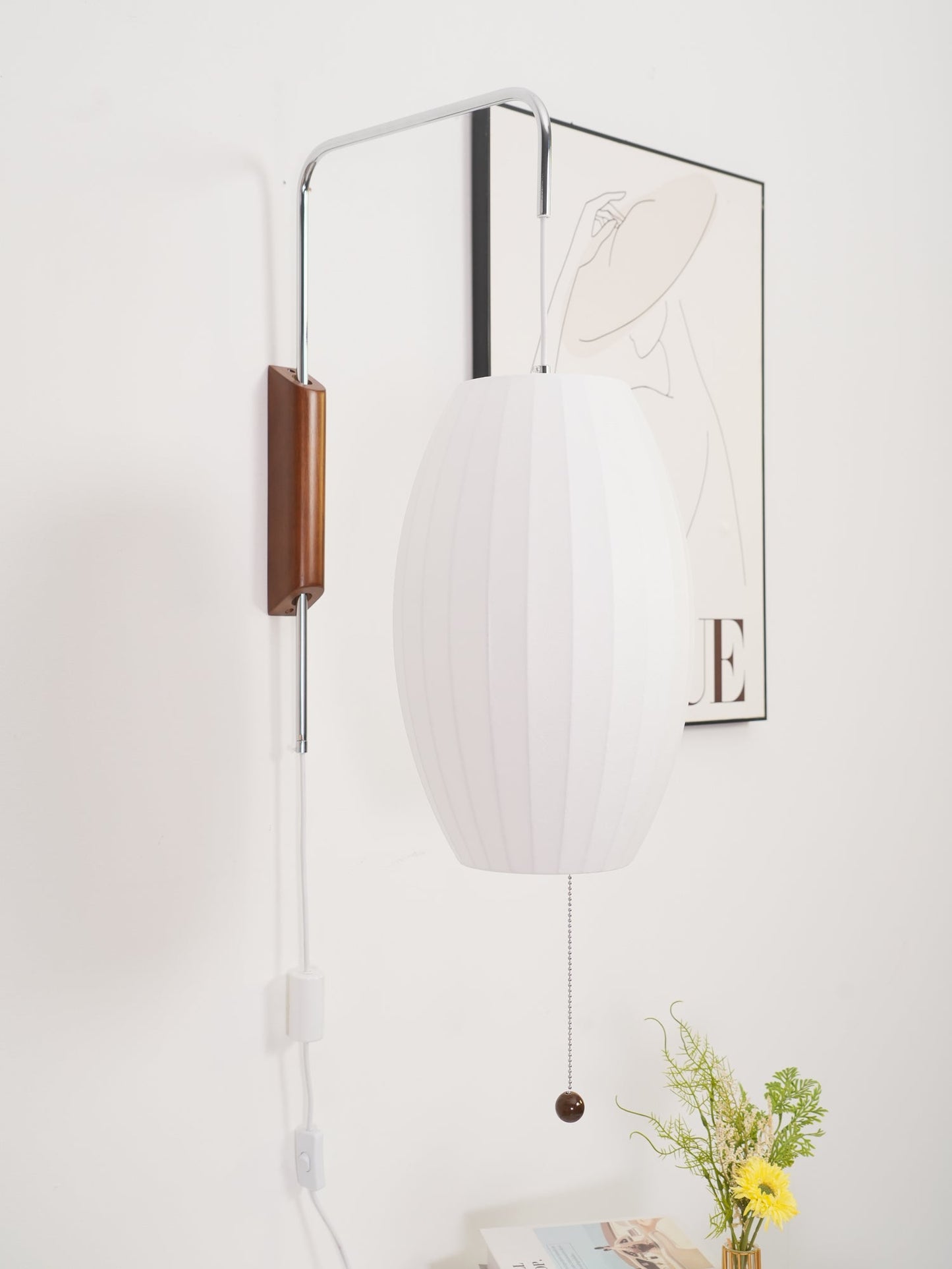 Modern Wall Lamp Sconce with Pull Cord | Adjustable Wall Light for Bedroom